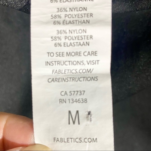Fabletics black leggings white dot design down sides M - Picture 7 of 8